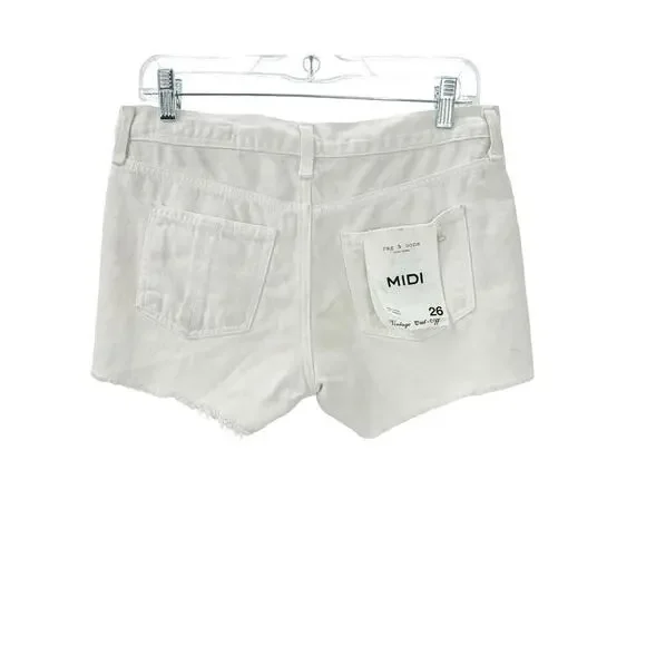 Rag Bone Vintage Cut Off Jean Shorts Rigid Denim White Size 25 NWT
